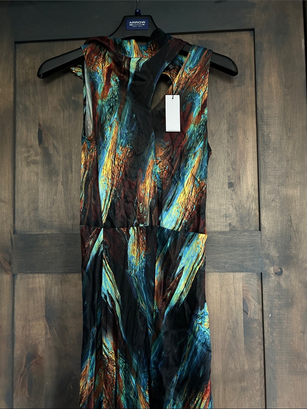 NWT Karen Millen Multicolor Abstract Jumpsuit- Blue, Teal, Orange - Picture 4 of 7